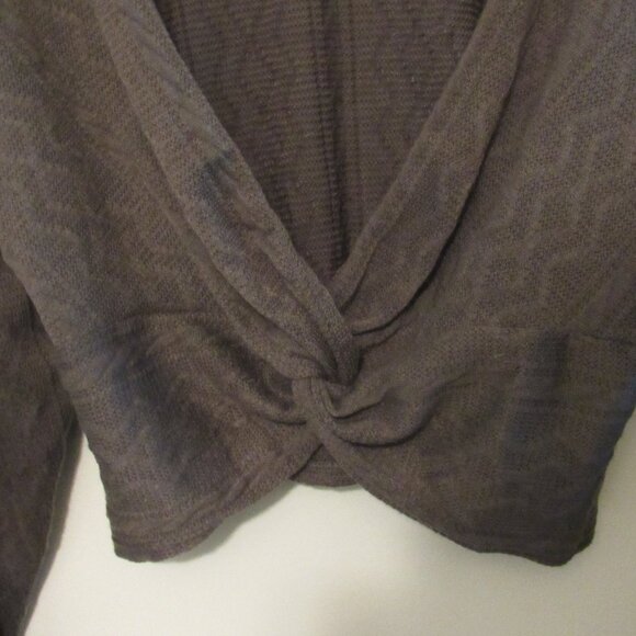 Jolie & Joy By FCT Cropped Twist Knot Knit Sweater Soft Grunge Women's 2X Brown - Picture 2 of 6